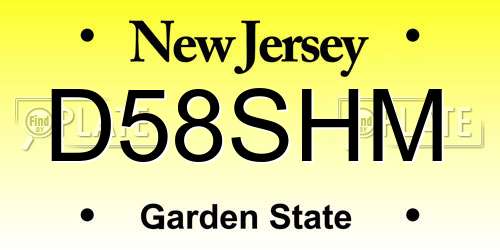 D58SHM New Jersey License Plate