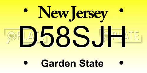 D58SJH New Jersey License Plate
