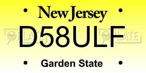 D58ULF New Jersey License Plate