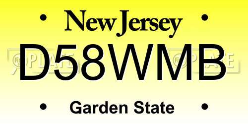 D58WMB New Jersey License Plate