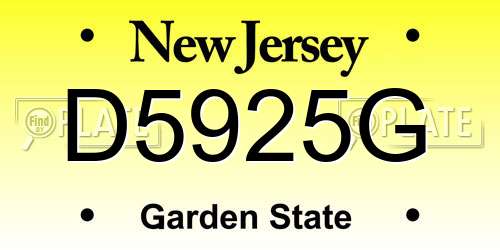 D5925G New Jersey License Plate