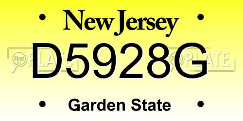 D5928G New Jersey License Plate
