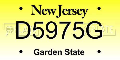 D5975G New Jersey License Plate
