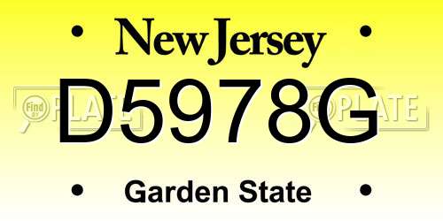 D5978G New Jersey License Plate