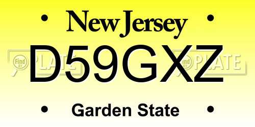 D59GXZ New Jersey License Plate