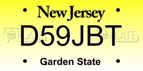 D59JBT New Jersey License Plate