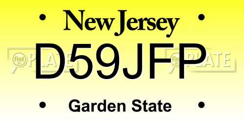 D59JFP New Jersey License Plate