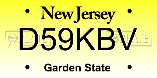 D59KBV New Jersey License Plate