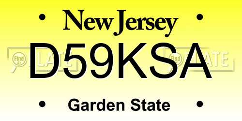D59KSA New Jersey License Plate