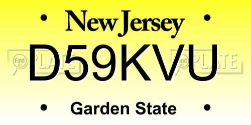 D59KVU New Jersey License Plate