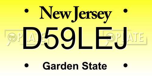 D59LEJ New Jersey License Plate