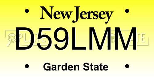 D59LMM New Jersey License Plate