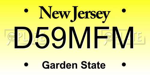 D59MFM New Jersey License Plate