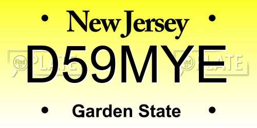D59MYE New Jersey License Plate