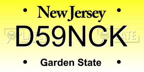 D59NCK New Jersey License Plate