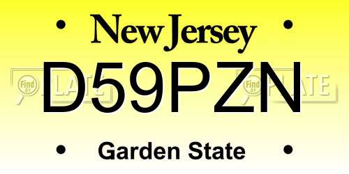 D59PZN New Jersey License Plate