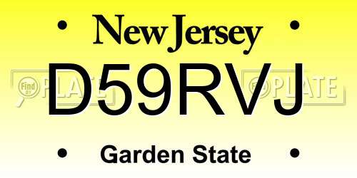 D59RVJ New Jersey License Plate