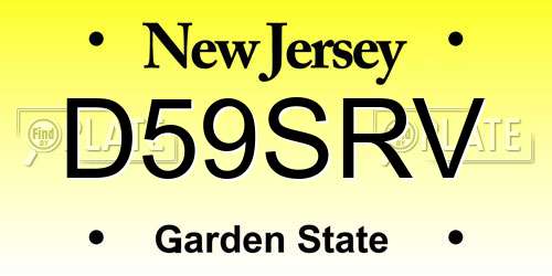 D59SRV New Jersey License Plate