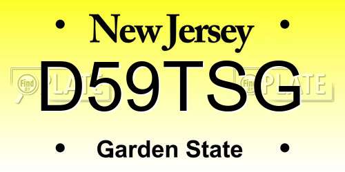 D59TSG New Jersey License Plate