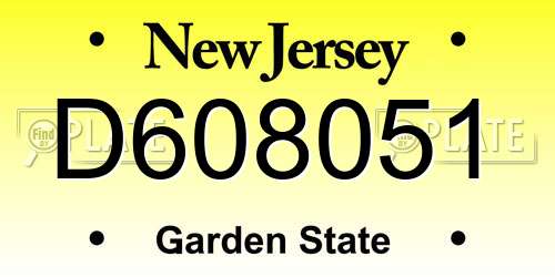 D608051 New Jersey License Plate