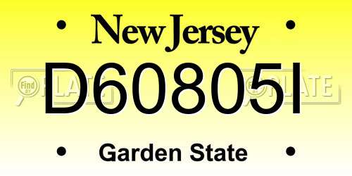 D60805I New Jersey License Plate