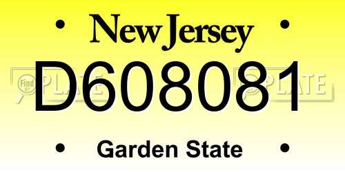 D608081 New Jersey License Plate