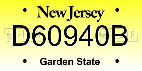 D60940B New Jersey License Plate