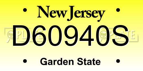 D60940S New Jersey License Plate