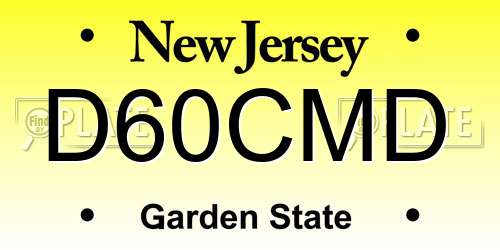 D60CMD New Jersey License Plate
