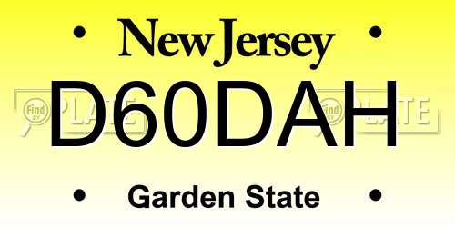 D60DAH New Jersey License Plate