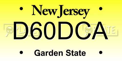 D60DCA New Jersey License Plate