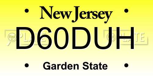 D60DUH New Jersey License Plate