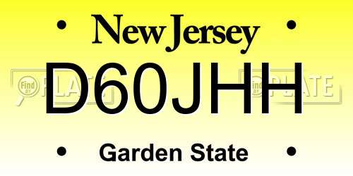 D60JHH New Jersey License Plate