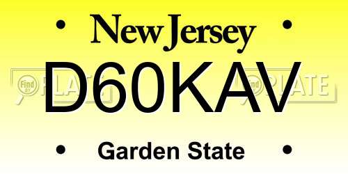 D60KAV New Jersey License Plate