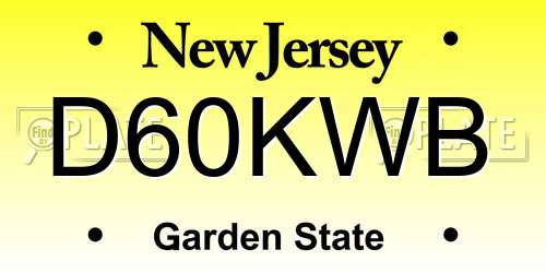D60KWB New Jersey License Plate