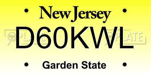 D60KWL New Jersey License Plate