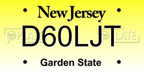 D60LJT New Jersey License Plate