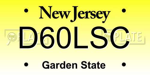 D60LSC New Jersey License Plate