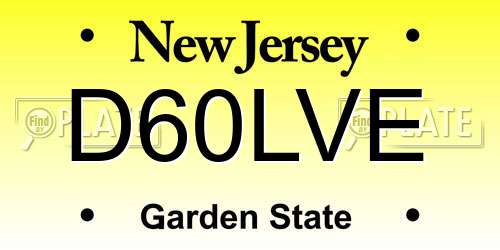 D60LVE New Jersey License Plate