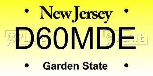 D60MDE New Jersey License Plate