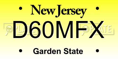 D60MFX New Jersey License Plate