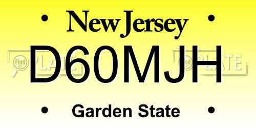 D60MJH New Jersey License Plate
