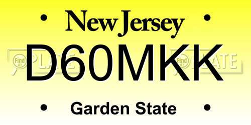D60MKK New Jersey License Plate