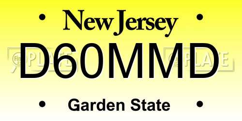 D60MMD New Jersey License Plate