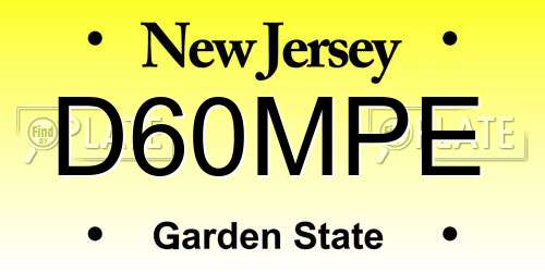 D60MPE New Jersey License Plate