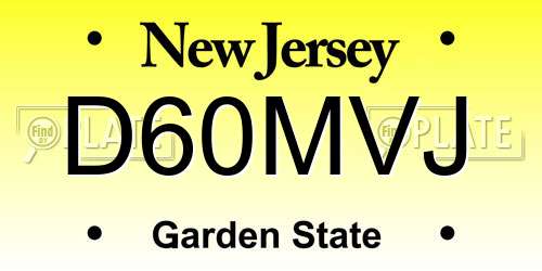 D60MVJ New Jersey License Plate