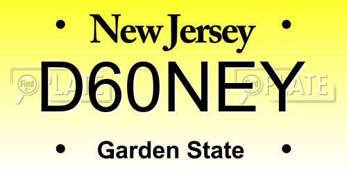 D60NEY New Jersey License Plate