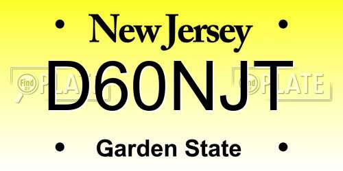 D60NJT New Jersey License Plate