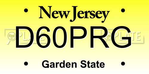 D60PRG New Jersey License Plate