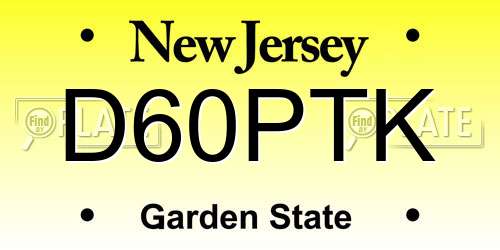 D60PTK New Jersey License Plate